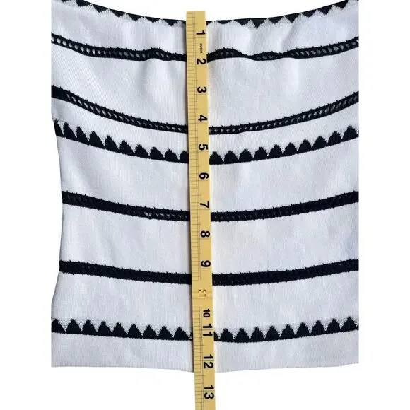 Ronny Kobo White Black Off Shoulder Stretchy Knit Top - Size XS - Picture 6 of 12